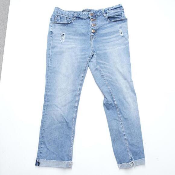 Vigoss Jeans Women's 31X26 Blue Cotton Stretch Mid-Rise Crop Straight Button Fly - Picture 1 of 9